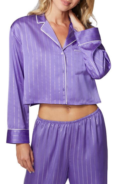 Stardust Satin Crop Pajama Shirt