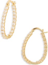 NORDSTROM RACK Cubic Zirconia Inside Out Oval Hoop Earrings