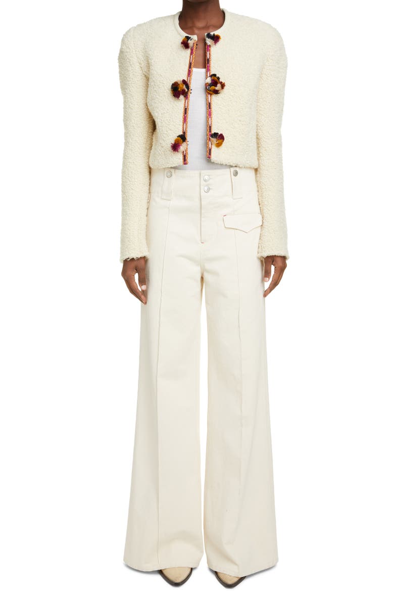 Isabel Marant Gradiazi Pompom Crop Wool Blend Jacket, Main, color, 