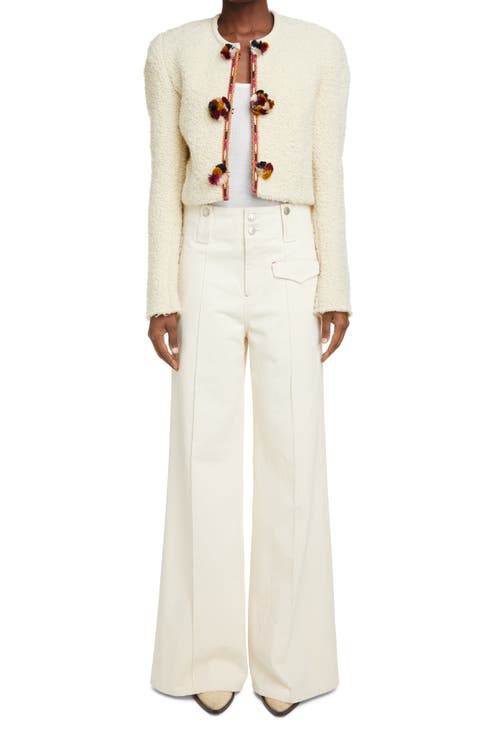 Gradiazi Pompom Crop Wool Blend Jacket