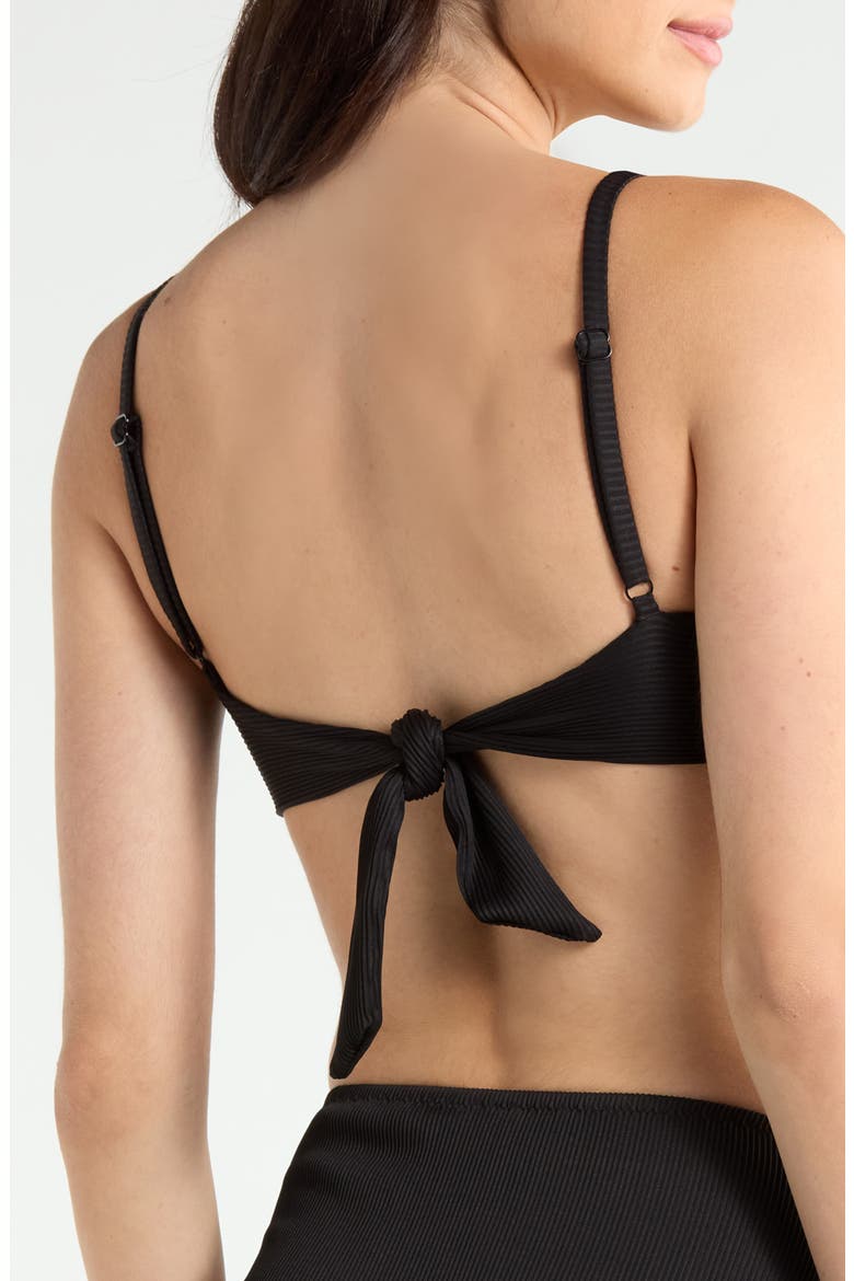 Ribbed Ring Detail Bikini Top, Alternate, color, BLACK