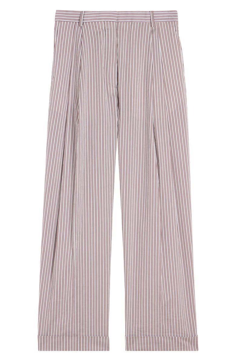 Dries Van Noten Partan Stripe Washed Cotton & Silk Pants, Alternate, color, Brown