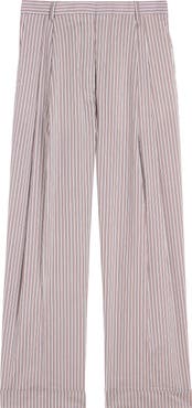 Dries Van Noten Partan Stripe Washed Cotton & Silk Pants