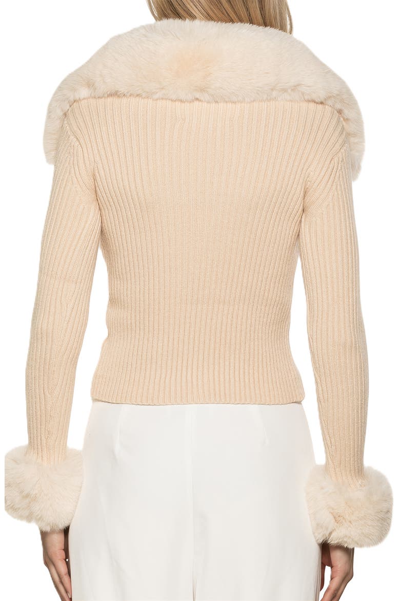 Taytum Button-Down Cardigan with Faux Fur Trim, Alternate, color, IVORY