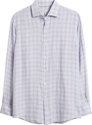 Peter Millar Frisbee Shadow Check Linen Button-Up Shirt