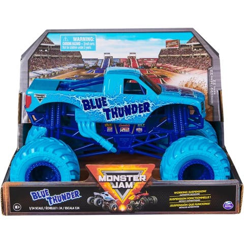 Blue Thunder Monster Truck - Aqua - 124 Scale Die-Cast Vehicle-Chrome Rims and BKT Tread Tires for Playsets, Ages 3+