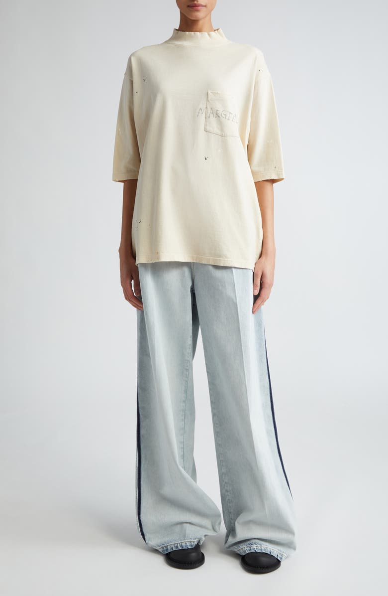 Maison Margiela Paint Splatter Cotton Graphic T-Shirt, Main, color, Dirty Ecru