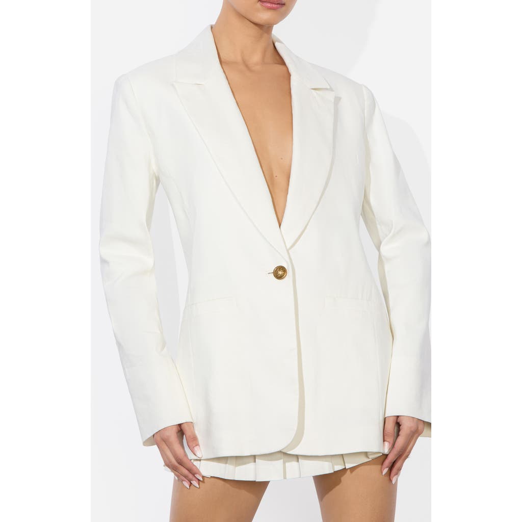 Shop Alice And Olivia Alice + Olivia Billie Fitted Linen Blend Blazer