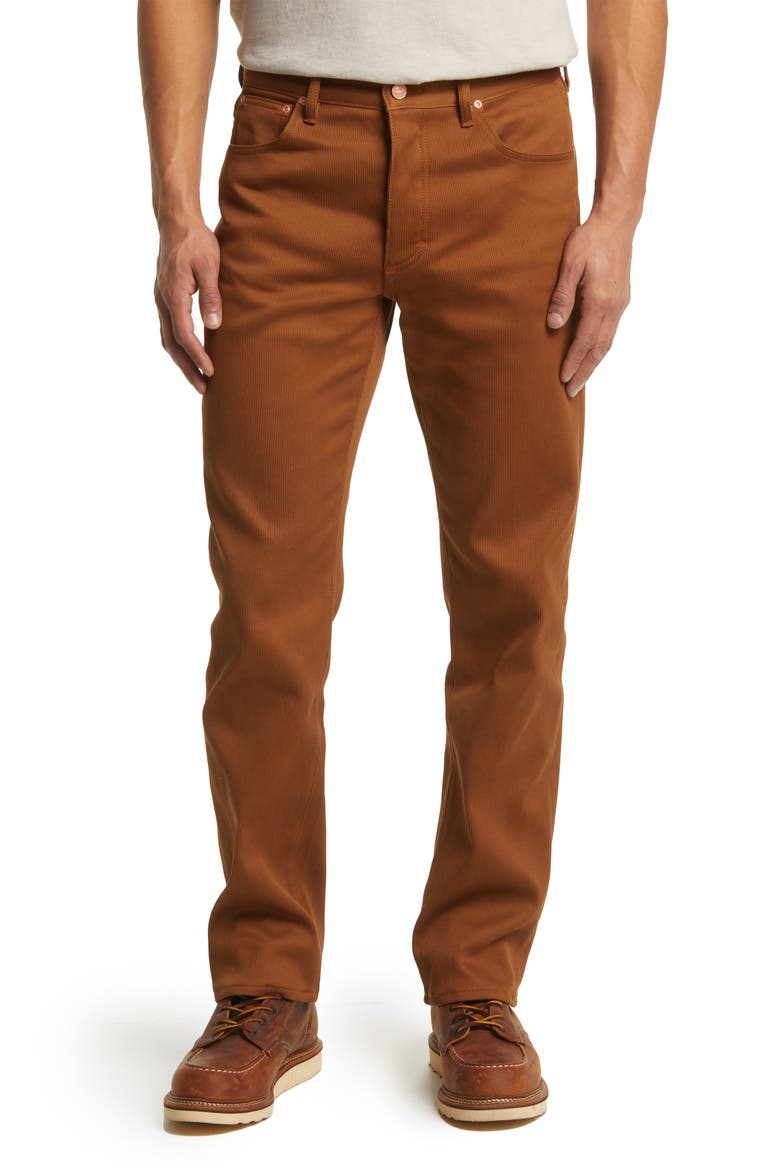 Five Pocket Slim Straight Leg Corduroy Pants, Main, color, BAY BROWN