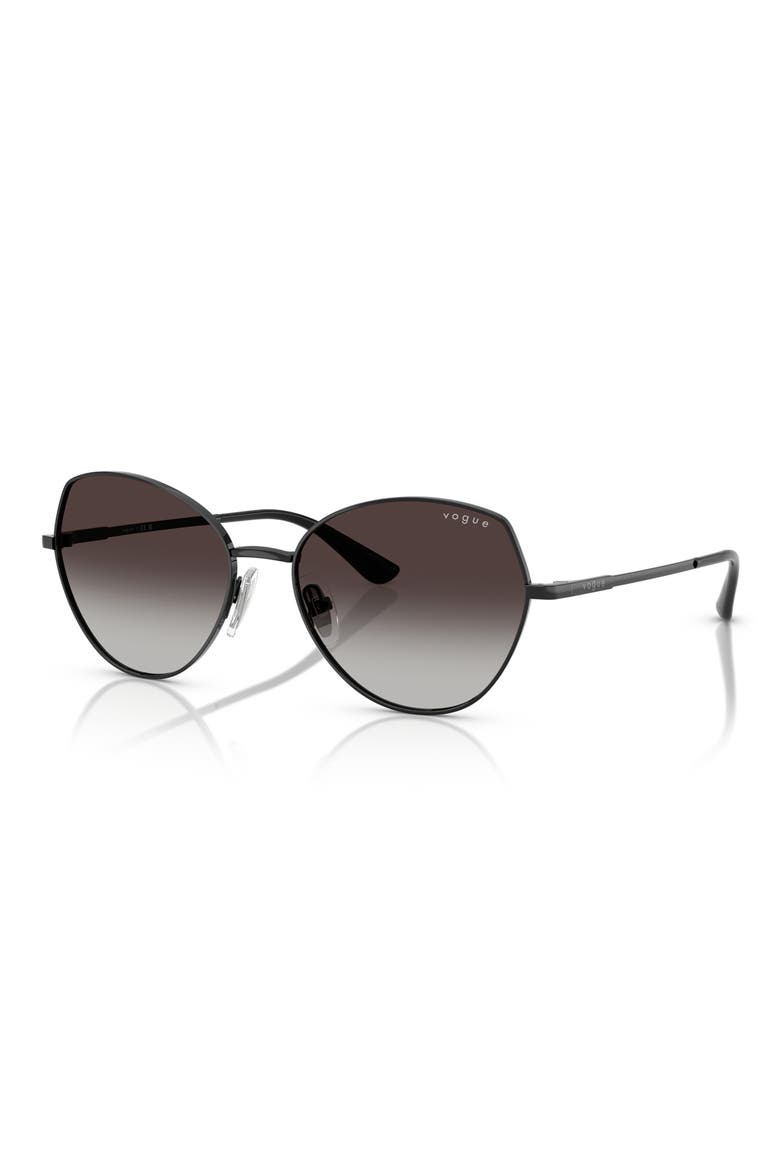 56mm Gradient Oval Sunglasses, Alternate, color, BLACK