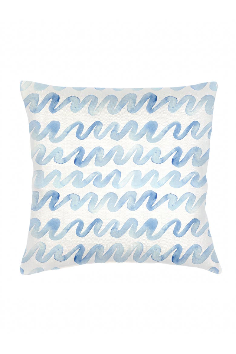 Watercolor Waves Linen Pillow with Down Insert, Main, color, Blue
