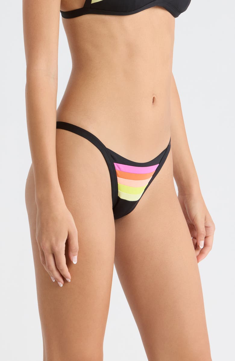 Rip Curl Surf Stripe Cheeky Bikini Bottoms, Alternate, color, Black