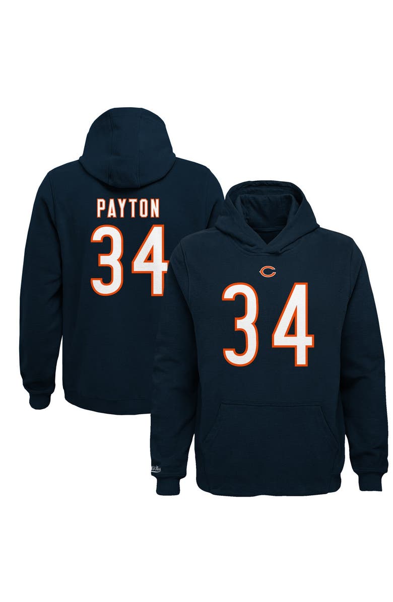 Mitchell & Ness Youth Mitchell & Ness Walter Payton Navy Chicago Bears Retired Player Name & Number Fleece Pullover Hoodie, Main, color,