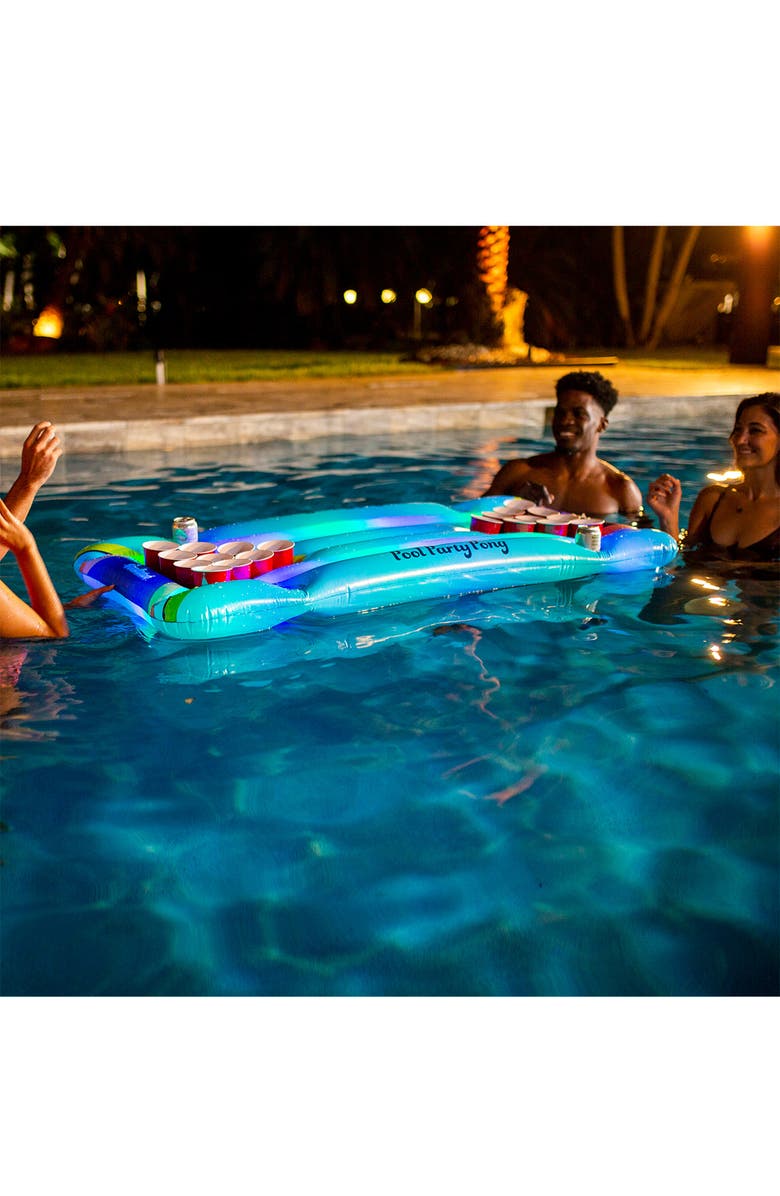 POOLCANDY Pool Party Pong LED Raft, Alternate, color, White