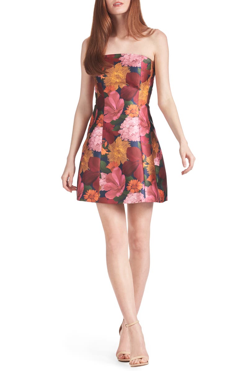Sachin & Babi Alanna Floral Strapless Cocktail Minidress, Main, color, 