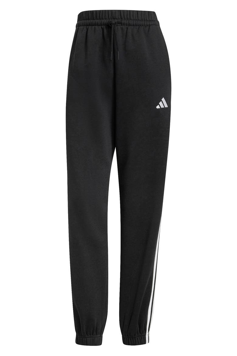 3-Stripes Fleece Sweatpants, Alternate, color, BLACK/ WHITE
