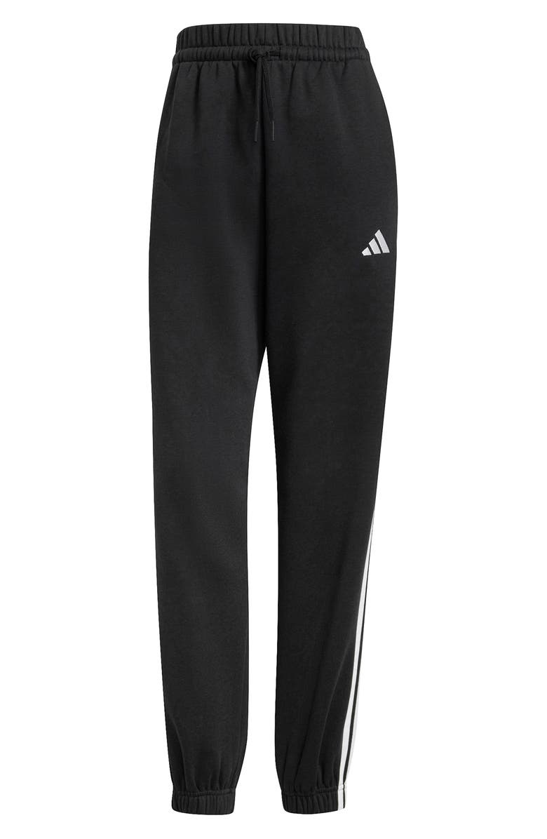 adidas 3-Stripes Fleece Sweatpants, Alternate, color, Black/ White
