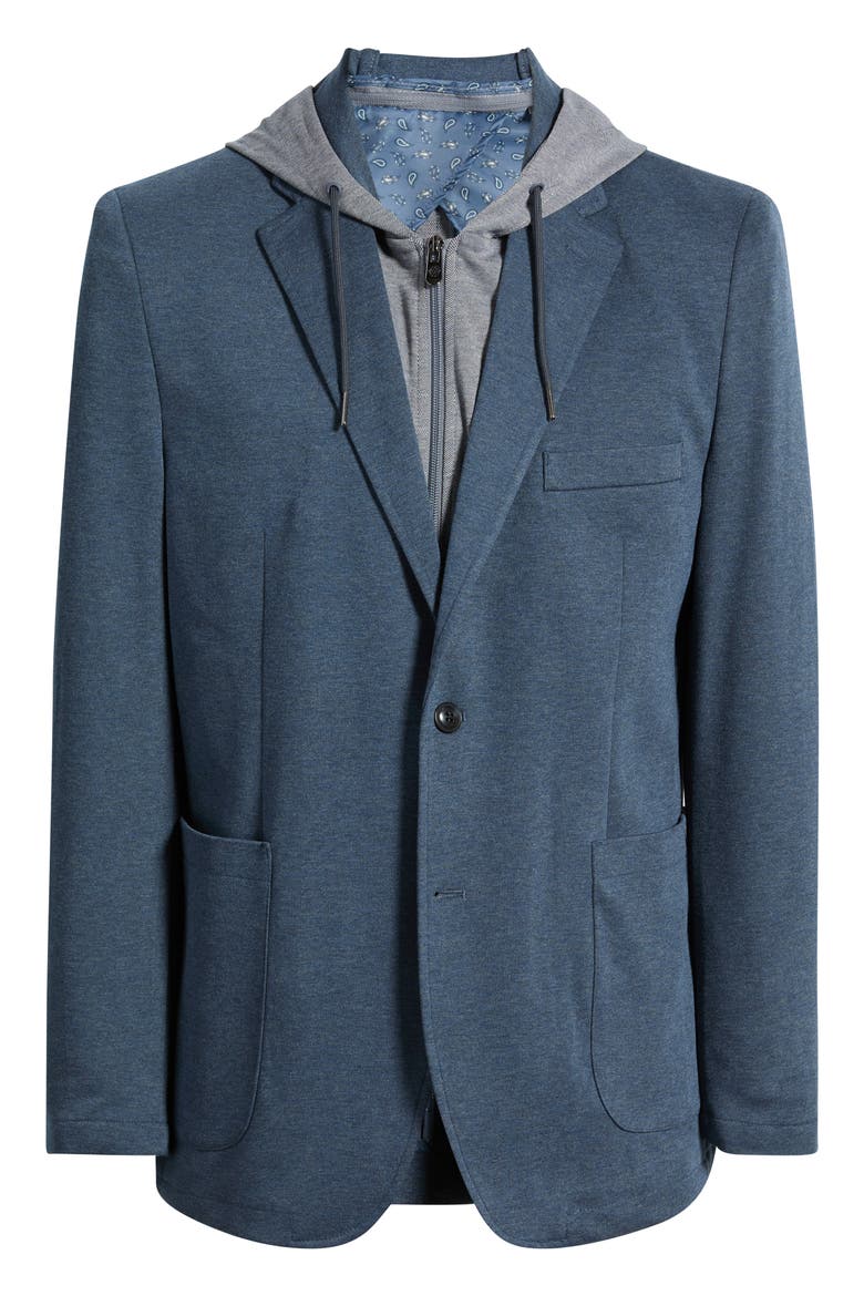 XC Flex Pinnacle Hooded Knit Sport Coat, Main, color, NAVY BIRDSEYE