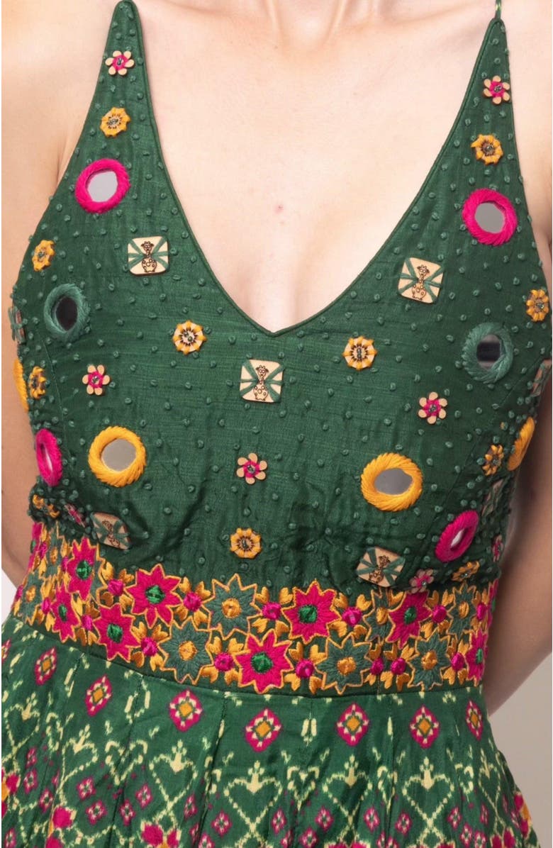 RAAS Denica Embroidered Open Back Dress, Alternate, color, Green