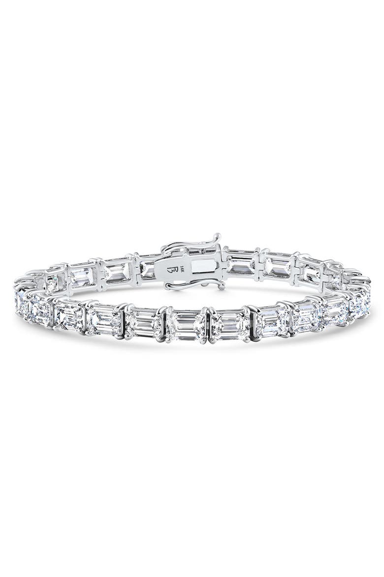 26Ct Emerald Cut Diamond East West Tennis Bracelet 14k Gold Lab Grown 7", Alternate, color, White Gold