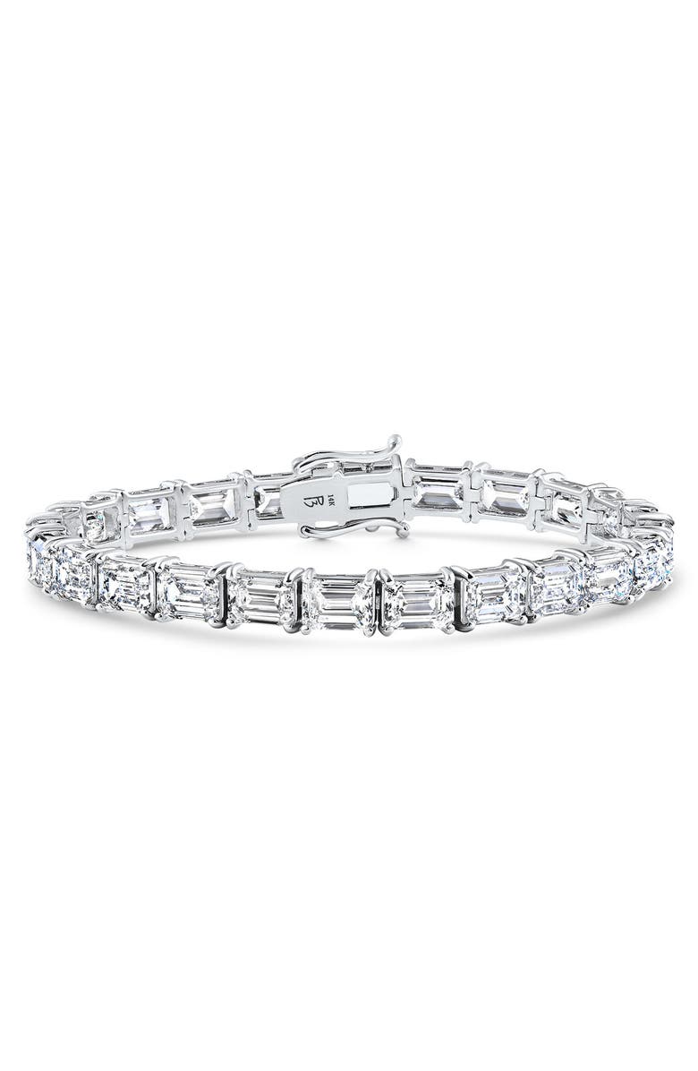 Bliss Diamond 16 Ct Emerald Cut Diamond East West Tennis Bracelet 14k Gold Lab Grown 7", Alternate, color, White Gold - 16Ct