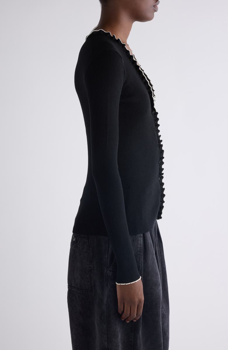 Isabel Marant Izae Silk & Cotton Rib Cardigan, Alternate, color, Black