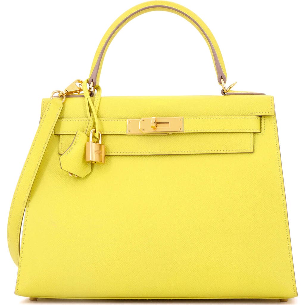 Pre-owned Hermes Hermes Kelly Handbag Yellow Epsom With Gold Hardware 28