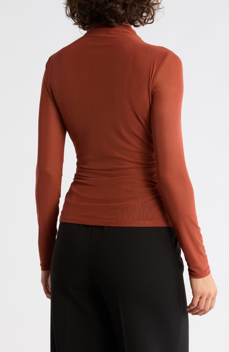 DR2 by Daniel Rainn Long Sleeve Mesh Mock Neck Top, Alternate, color, Brick