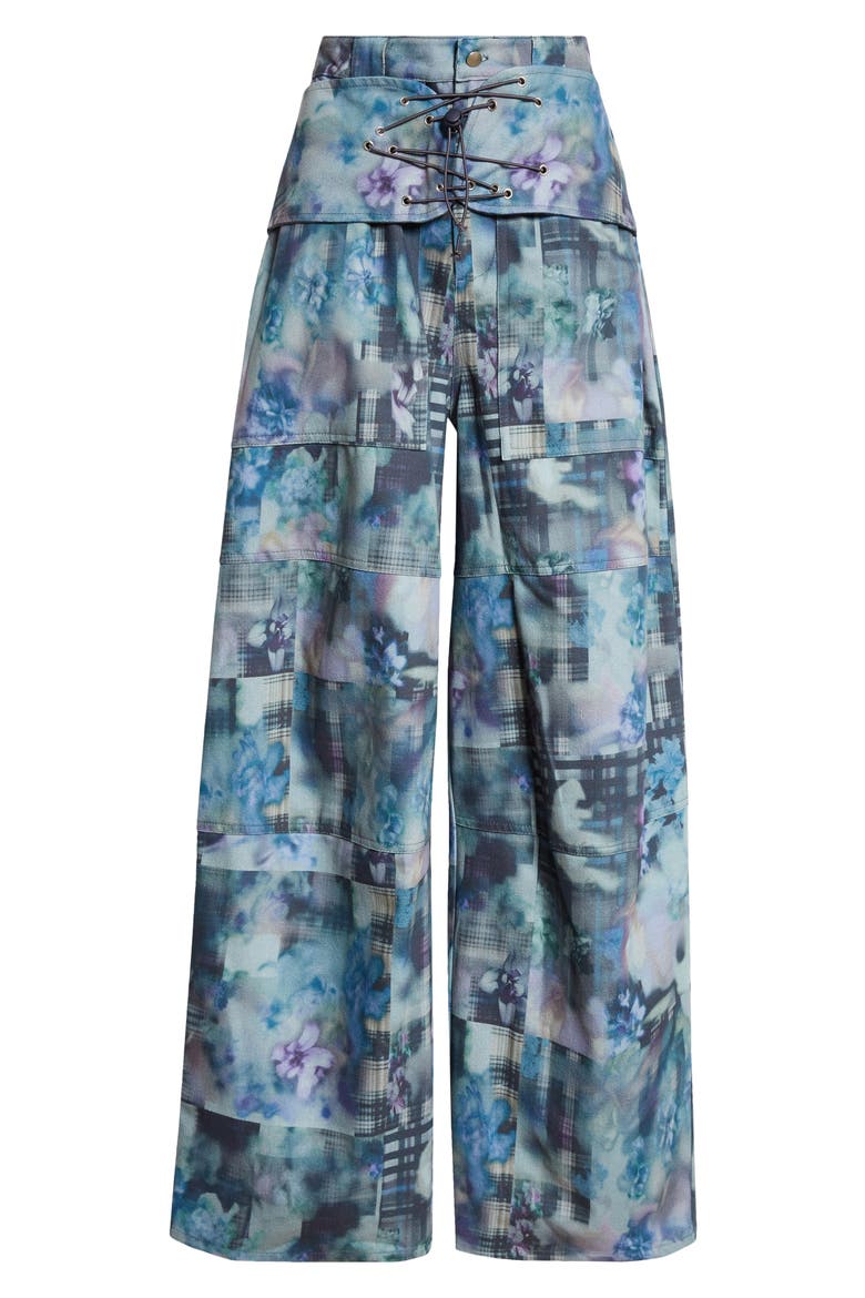 Navy Garden Blur Bungee Pants, Alternate, color, NAVY GARDEN BLUR