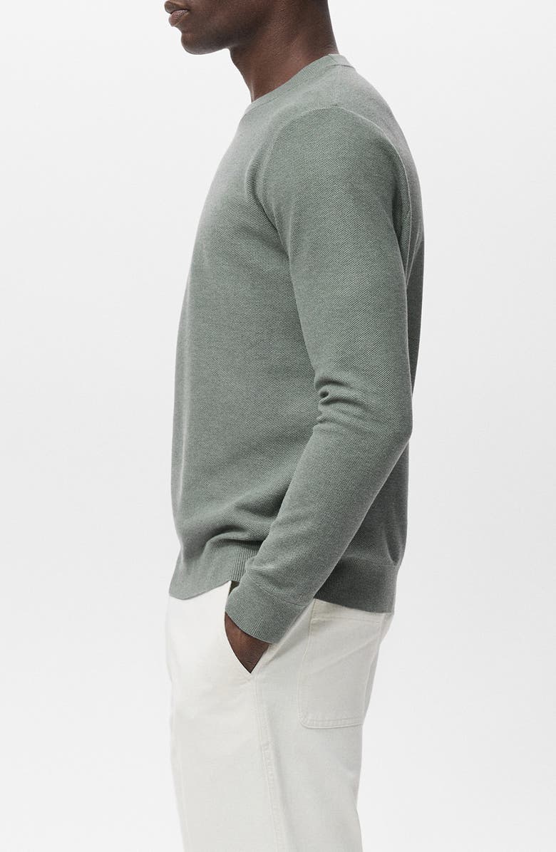 MANGO Crewneck Piqué Sweater, Alternate, color, Forest Green