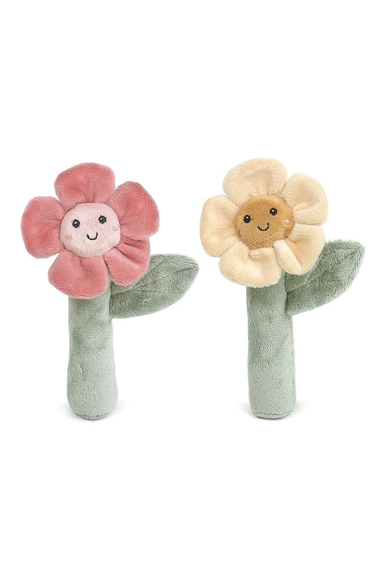 Set of 2 Flower Rattles, Main, color, MULTI
