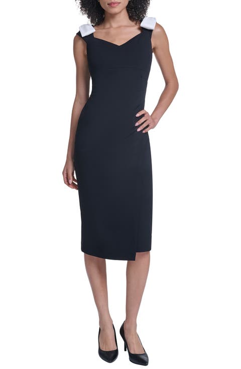 Bow Detail Scuba Crepe Sheath Dress
