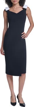 KARL LAGERFELD PARIS Bow Detail Scuba Crepe Sheath Dress