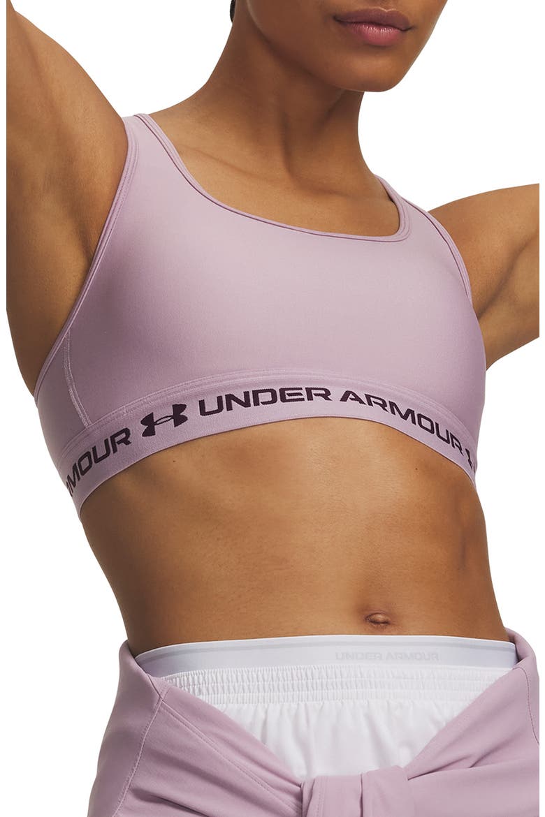 HeatGear® Mid Cross Back Sports Bra, Main, color, 698 MAUVE PINK