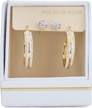 NORDSTROM RACK Set of 2 Cubic Zirconia Ball & Huggie Hoop Earrings