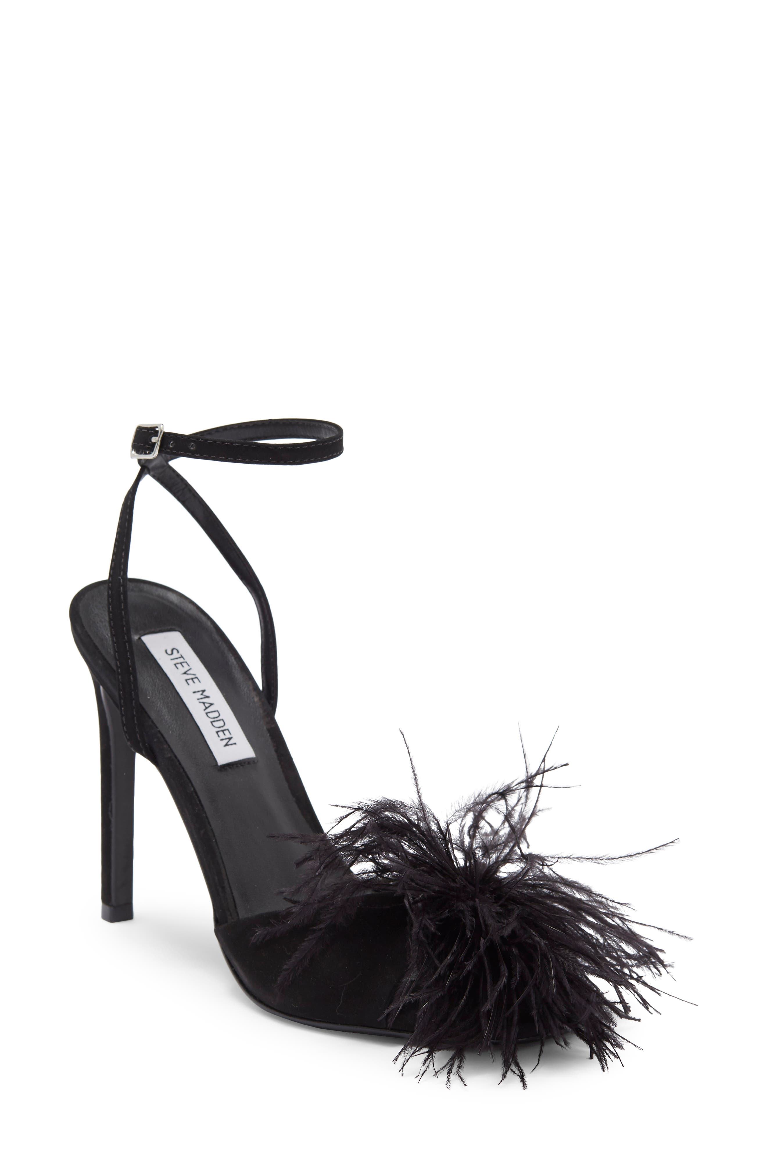 Steve Madden Crush Feather Stiletto Sandal, Main, color, 