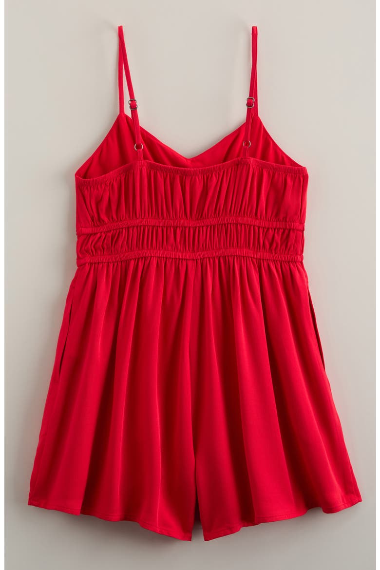 Kids' Bow Front Romper, Alternate, color, RED LOLLIPOP