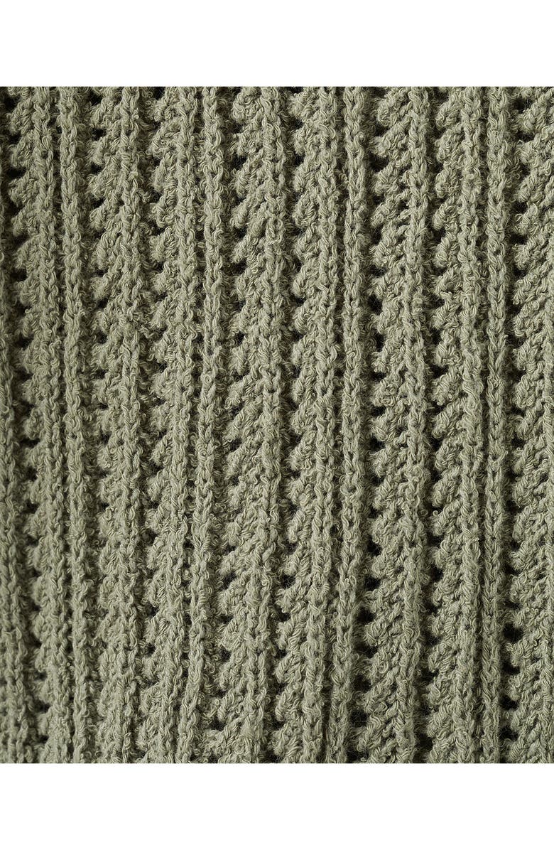 MANGO Openwork Sweater Polo, Alternate, color, Khaki Green
