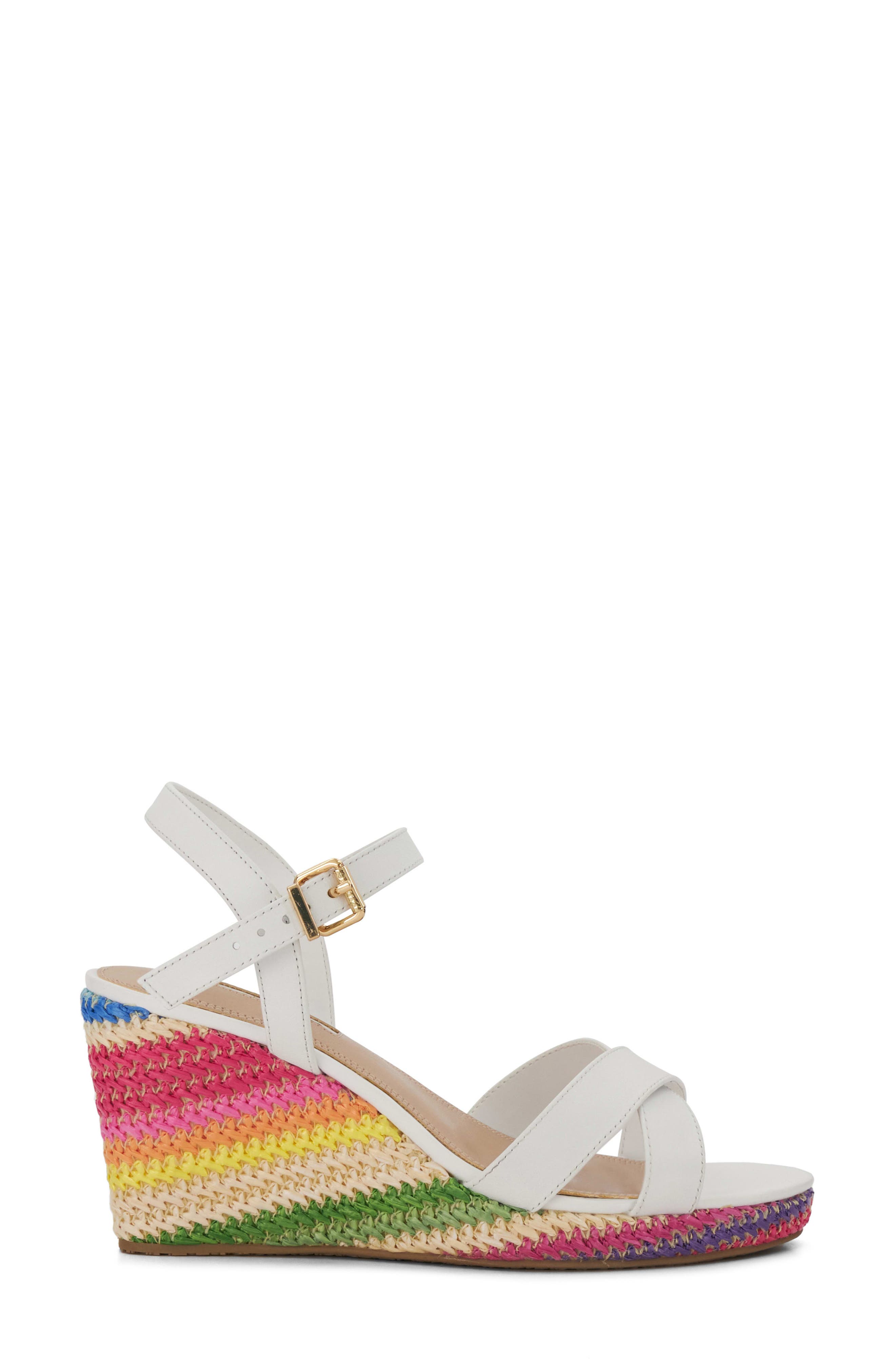 Dune London Kyrin Wiven Rainbow Wedge Sandal, Alternate, color, 