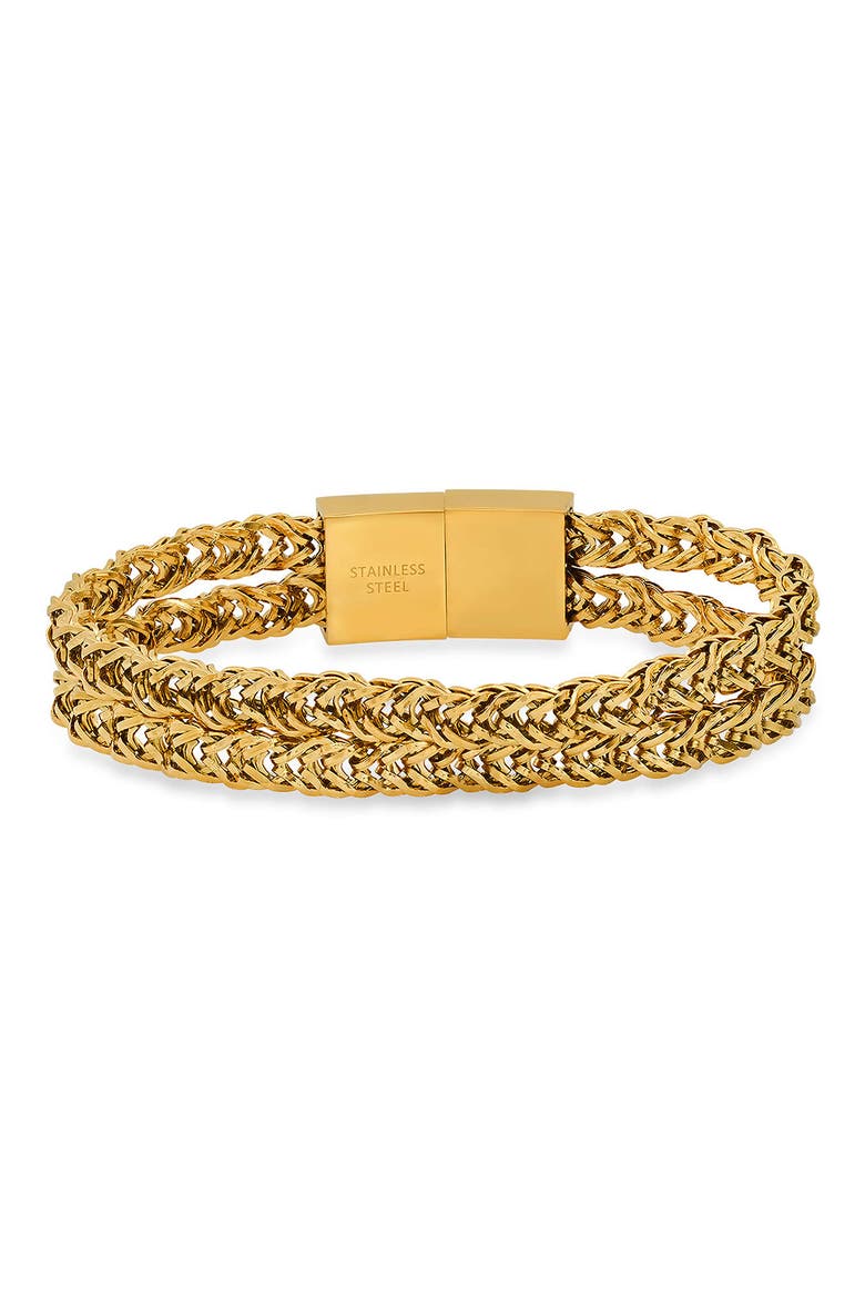 Men's Double Row Wheat Chain Bracelet, Main, color, GOLD