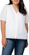 GIBSONLOOK Puff Sleeve Button Front Pin Dot Blouse