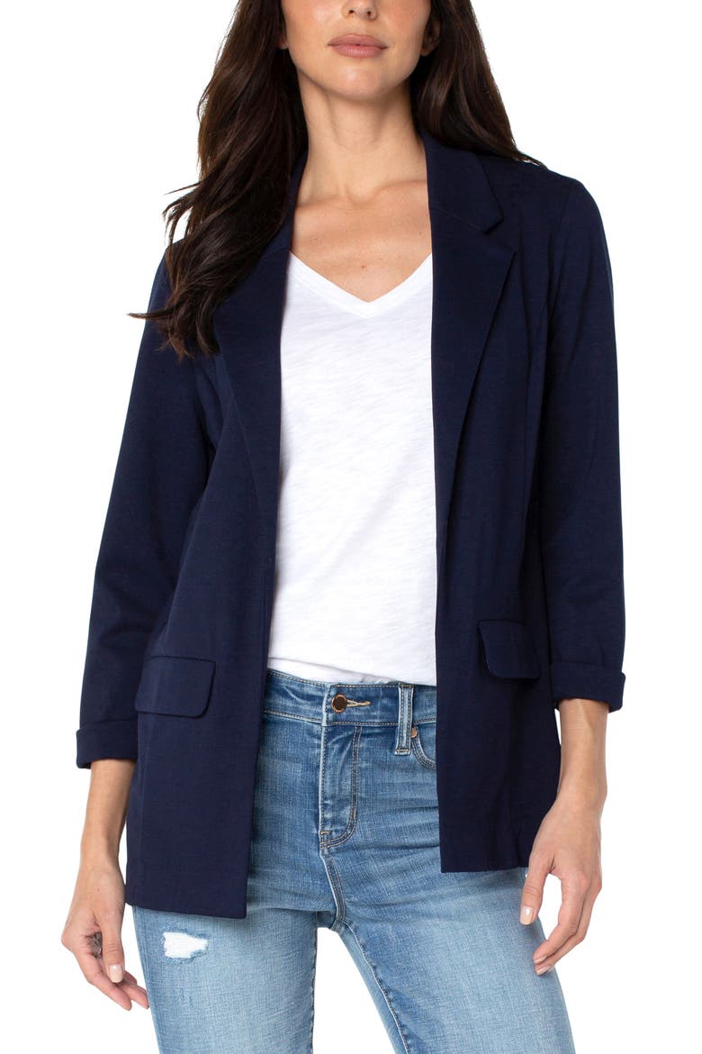 Princess Detail Unlined Boyfriend Blazer, Main, color, CADET BLUE