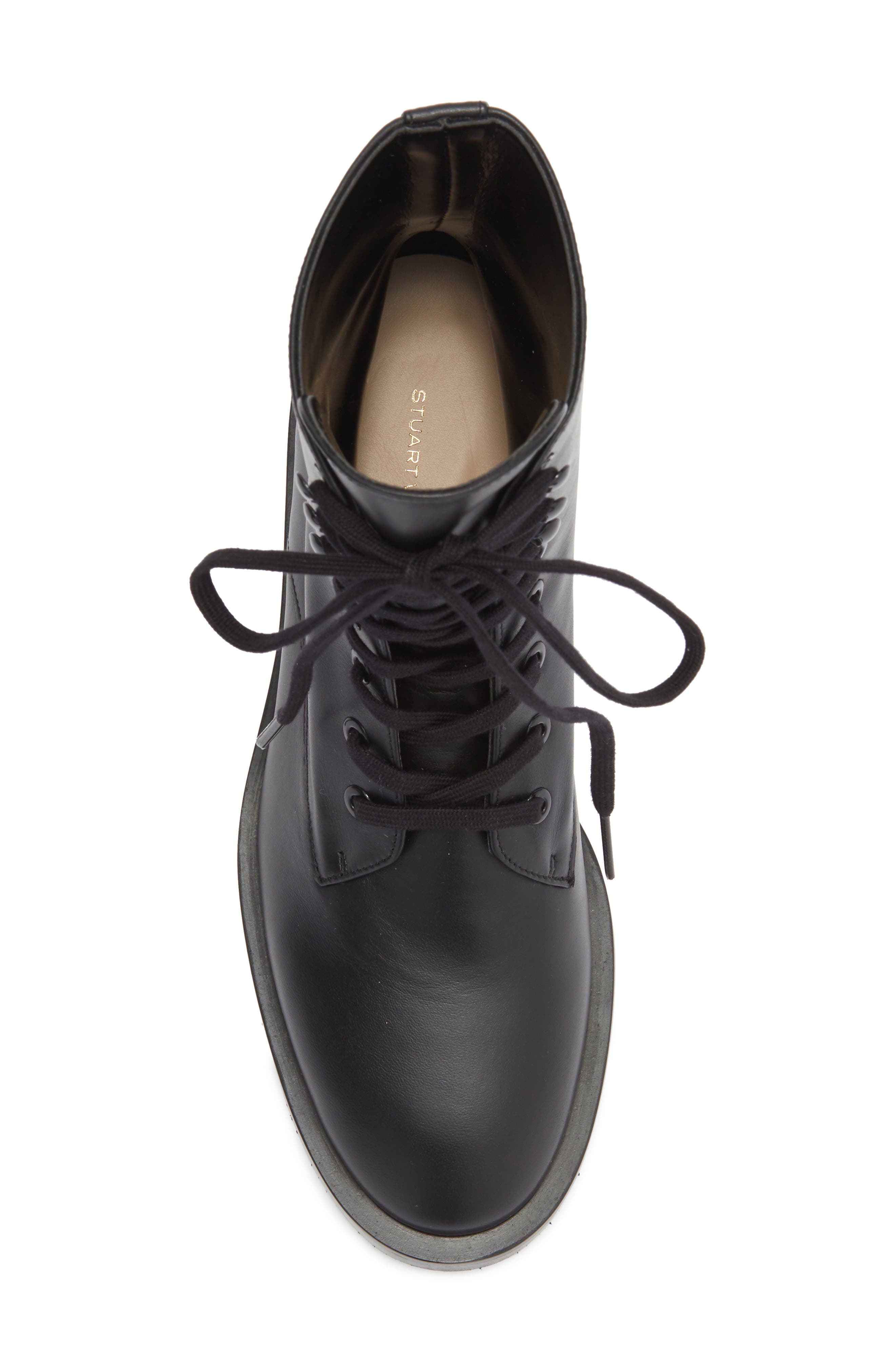 Stuart Weitzman Sondra Lace-Up Combat Boot, Alternate, color, Black