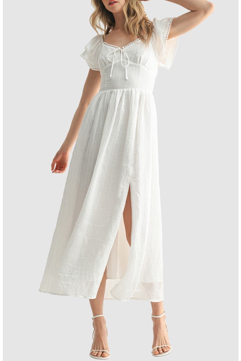 Frill Sleeve Maxi Dress, Main, color, OFF WHITE