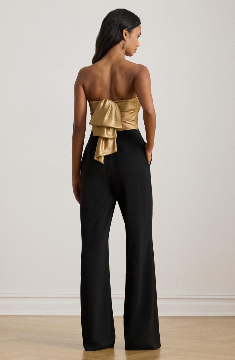 Lauren Ralph Lauren Strapless Double Crepe Top, Alternate, color, Black/ Relic Gold Metallic