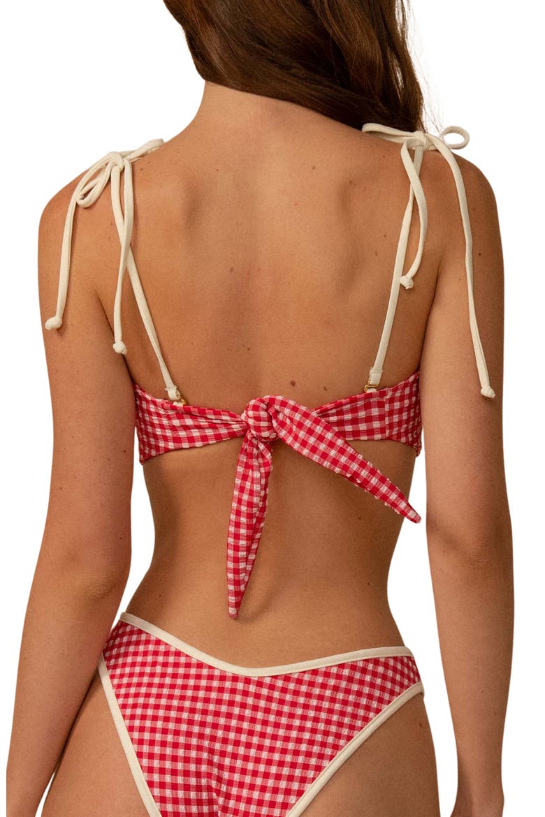 Lulu Gingham Bikini Bottoms, Alternate, color, RED MICRO GINGHAM