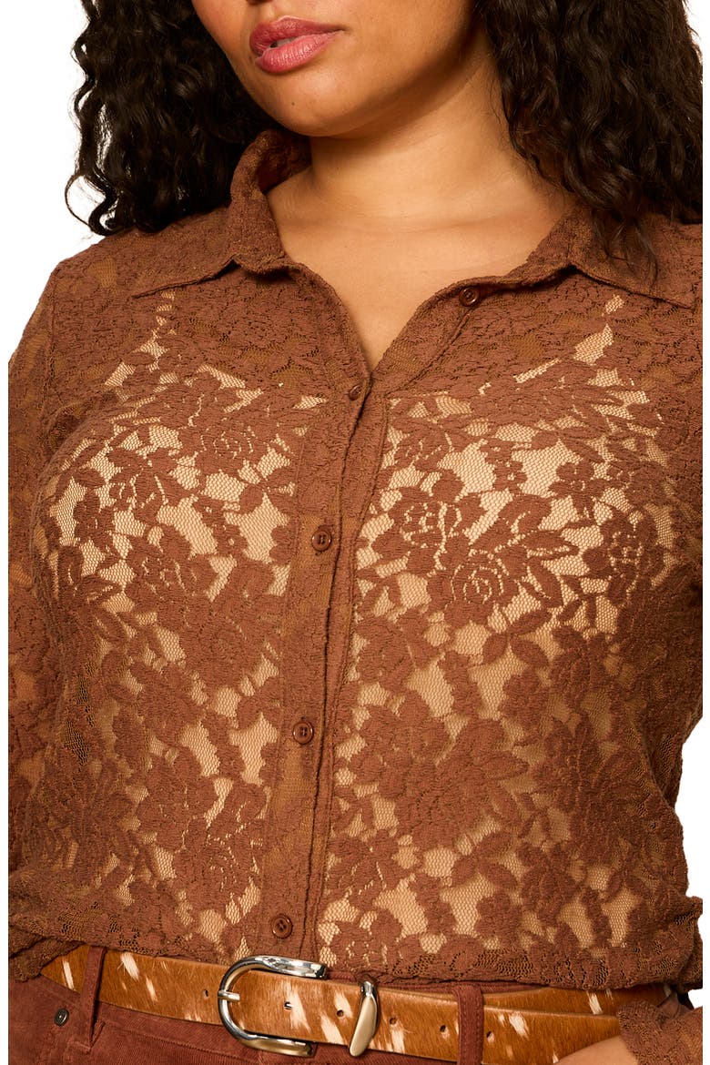 Dreamer Lace Shirt, Alternate, color, COCOA POWDER BROWN