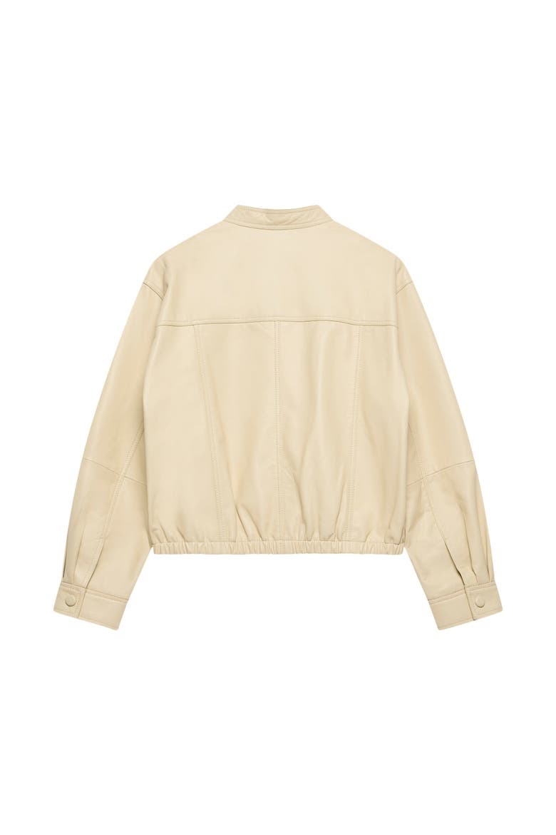 Leather Cropped Pilot Bomber Jacket, Alternate, color, Yellow