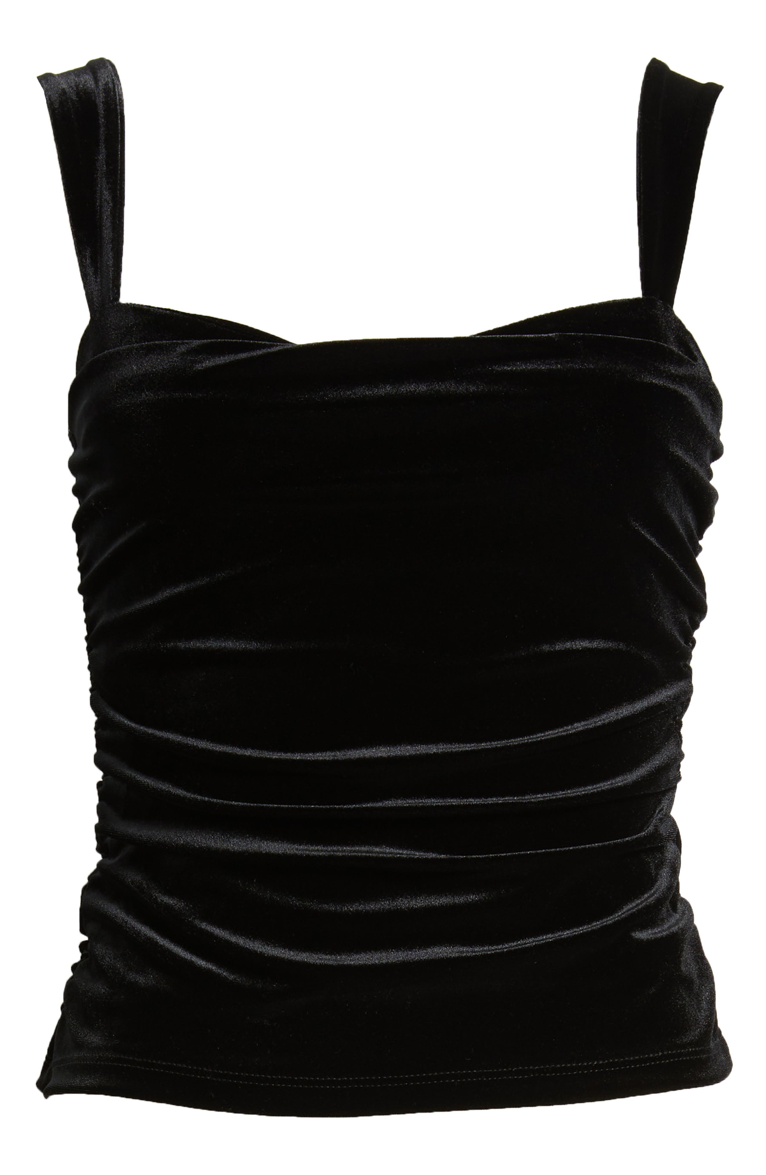 Reformation Trish Ruched Velvet Tank In Black