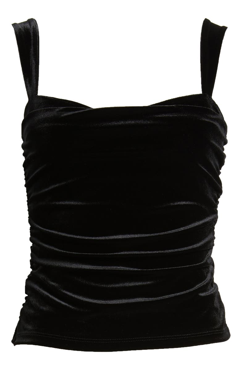 Reformation Trish Ruched Velvet Tank, Alternate, color, Black Velvet